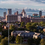 2015-09-12_77902_WTA_5DSR - pano - 14 images Detroit Skyline Panorama - Original is 60607 x 5523